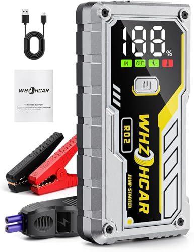 Avviatore Batteria Auto 6000A 22000 mAh Avviatore Emergenza per Auto/Moto 12V Starter Batteria 10.0L Gas/8.0L Diesel Ricarica Rapida USB LCD Display