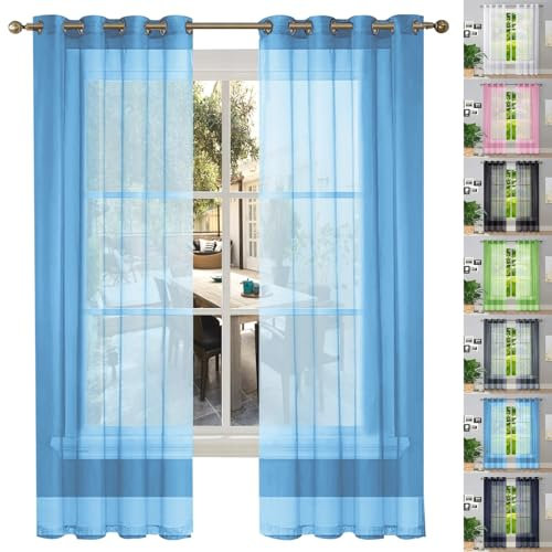 GAIFNAG Solid Thermal Insulated Blackout Curtains 270 x 255 cm Pencil Pleat Black Out/Light Weight Linen Look Solid Readymade Curtains Thermal Curtain for Bedroom and Living Room, Sky Blue