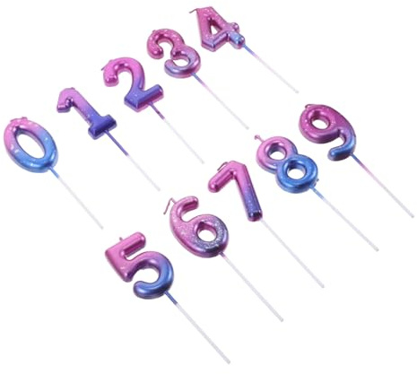 ABOOFAN 10PCS Gradient Space Theme Number Candles for Birthday and Anniversary Cakes Stable Base Romantic Star Cake Decoration for Outer Space Party Celebrations