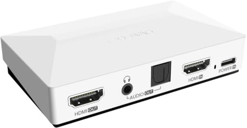 MOSWAG HDMI Audio Extractor, 4K60 HDMI to Optical 3.5mm AUX Audio Adapter Splitter Converter, White, Compatible with PS5, Switch, Blu-ray Player, Set-top Box, Windows, Mac, Smart TV,Projector(No ARC)