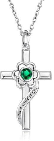 Sterling Silver Opal Blomkors Hänge Dop Smycken Första nattvardsgåvor för kvinnor Guddotter