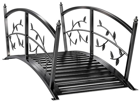 Outsunny Puente de Jardín Metálico Decorativo para Estanques 1,2 m Negro