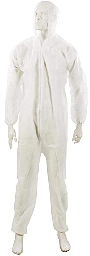Dapetz ® Disposable Coverall Protective Suits Overall Suits with Hood XXL 185cm 73, Elastic Cuffs, Ankles, and Hood, Zip Front Opening for Painting, Cleaning, Safety Workwear, Men, Women