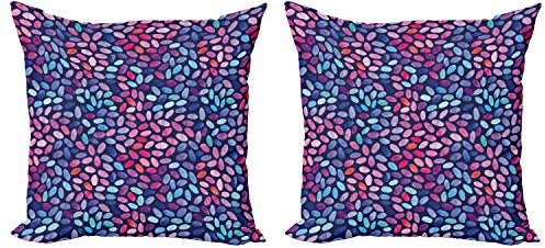 ABAKUHAUS Grunge Kissenbezug Set (2Stück), Oval Aquarell Spots, doppelseitiges Digitaldruckdekor mit Reißverschluss, 45 cm, Violet Blue Multicolor