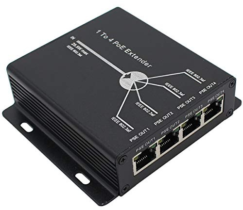 POE Extender RJ45 4-portars 10/100M IEEE802.3at (ström) till IEEE802.3af (Power-Out) för Ethernet/PoE Power AP, IP-kamera, IP-telefon och annan nätverksutrustning