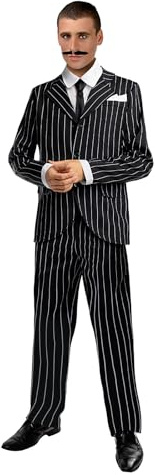 Funidelia Déguisement de gangster noir années 20 pour homme, Veste avec foulard, pantalon et plastron avec cravate intégrée, Cabaret - Tenue pour adultes pour fêtes, Carnaval et Halloween - Taille M