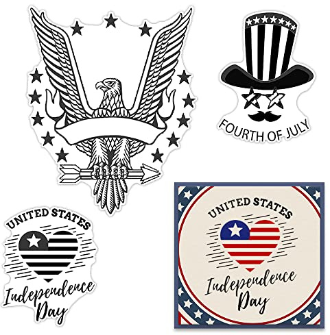 Estivaux 4th of July Stars Heart Clear Stamps for Card Making and Journaling, American Flag Silicone Stamps Patriotic Eagle Words Rubber Stamps for Scrapbooking DIY Cards Album Crafts Supplies