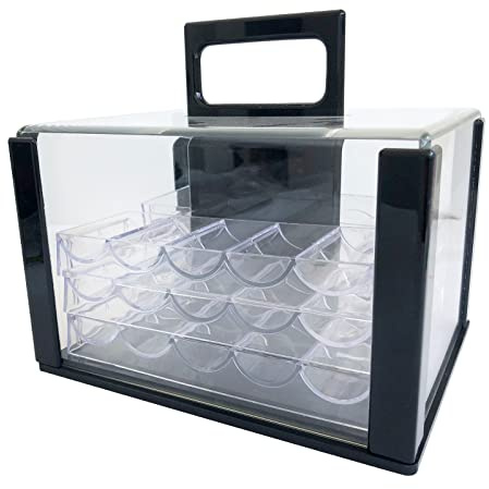 Yuanhe Deluxe Acrylic Poker Chip Case Poker Chip Carrier(600 Chips Capacity)-With 6 Chip Racks/Chip Trays