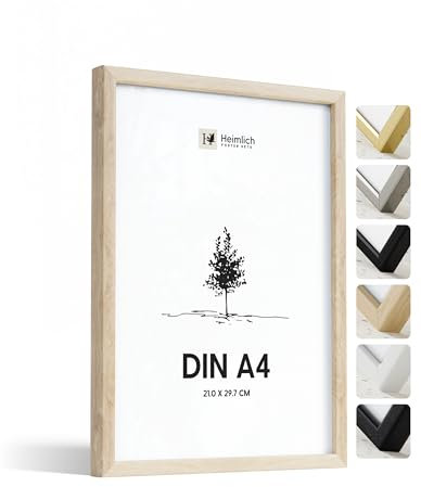Heimlich® - Marco para fotos - A4 21 x 30 cm, madera de roble - Marco para documentos, certificados y diplomas con cubierta de plástico - Montaje en pared o sobremesa