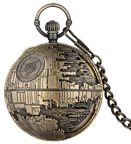 HIFFEY Reloj de Bolsillo Musical Retro Punk for Hombre, Reloj con Colgante de Cadena, Estilo Antiguo, tamaño Grande, exhibición de música, Reloj de Bolsillo, Regalos (Color : Bronze)