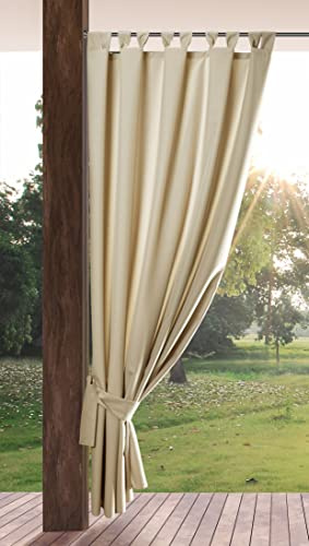 Eurofirany GARDEN Cortinas Exterior con Trabillas - 1 pz. Cortina de Exterior Impermeable, Resistentes al Viento, Cortina para Jardín, Patio, Balcón, Terazza, 155x260 cm, Beige Claro