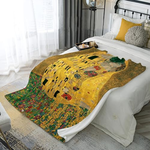 Coperte per amanti con dipinto a olio di Klimt, girasole, coperta da lancio per stampe ad acquerello, regali per adulti e bambini, coperte in pile di flanella, coperte leggere e morbide, per tutte l
