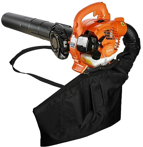 gihusrzx 424CFM Gas Powered Leaf Blower, 2 Stroke Handheld Blowers Dual-Purpose (Blowing and Suction) Cleaner, Leaf Blower & Leaf Vacuum with Collection Bag for Cleaning Leaf Snow Orange