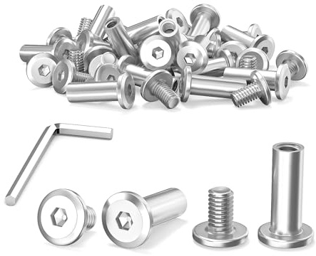 40 uppsättningar anslutningsskruvar M5 x 16 mm möbelkontakter skåpkontakt | Hylsskruvar, möbelskruvar med nycklar, rostfritt stål A2 möbelkontakter och skåpkontakter för sängar och träplattor