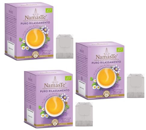 Pompadour® | Puro Rilassamento Tisana Ayurvedica Biologica | Infuso BIO Camomilla, Timo, Limone e Passiflora - 3 x 15 Filtri