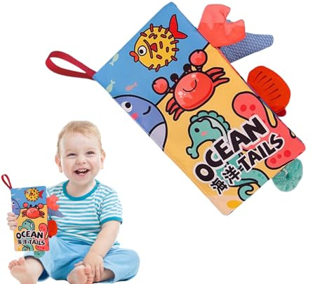 Libro de Actividades para Bebés | Libro de Sonidos Crujientes | Tema Selva y Mar, Tejido Multitextura para Estimulación Temprana con Juguete Interactivo Táctil