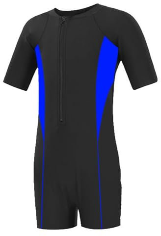 Badeanzug für Jungen, robuster Surfanzug, ideal für Sommeraktivitäten, farbenfroher Taucheranzug, strapazierfähig bequem für Kinder von 3 bis 16 Jahren (Blue, 9-12 Years)