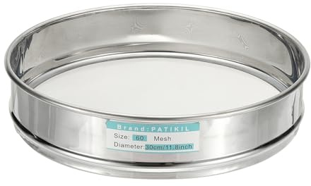 PATIKIL 60 Mesh(0.3mm) Lab Sieve, 11.8(30cm) Diameter Sifting Screen 304 Stainless Steel Wire Cloth Fine Mesh Sieve for Industrial Laboratory Home Soil Sifter Dry Sift Screens Hash