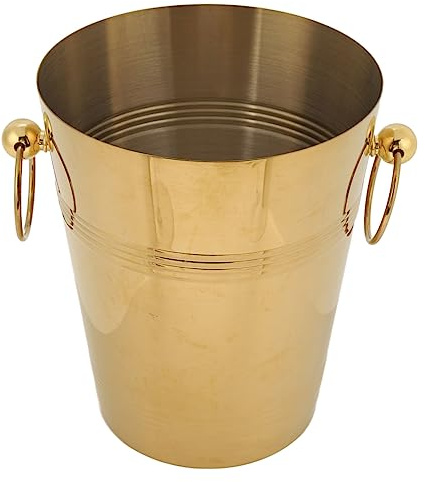 Secchiello per il ghiaccio in acciaio inossidabile con manici, secchiello per il raffreddamento del vino di grande capacità, refrigeratore per bevande in metallo per birra, (l)