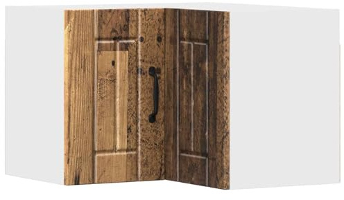 WRJENFSC Lucca - Armario de esquina para pared de cocina, con aspecto de madera envejecida, armario colgante de esquina de madera, armario de cocina resistente para almacenamiento, 57 x 57 x 40 cm