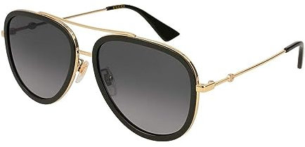 Gucci Gg 0062S 011 Schwarz Gold Metal Sonnenbrille Grau Gradient polarisierte Linse Schwarzes Gold