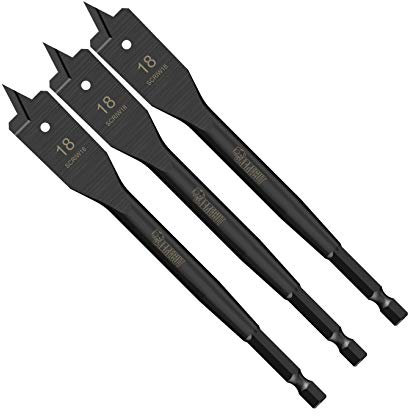 3 x SabreCut SCRIW18_3 18mm x 152mm Impact Rated Flat Wood Spade Bits for Softwood Hardwood Chipboard
