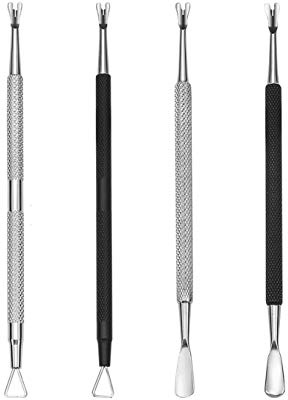 AKOAK 4 Pcs Stainless Steel Dead Skin Push Two-Headed Small Steel Push Professional Nail Knife Cuticle Removal Beauty Manicure Care Tools