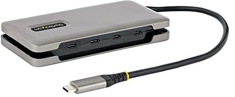 StarTech.com 4-Port USB-C Hub - 4X Ports - 100W Power Delivery Pass-Through - USB 3.1/3.2 Gen 2 10Gbit/s - Tragbar - Splitter - 25cm Kabel - Auf Adapter/Hub (HB31CM4CPD3), Space Grey