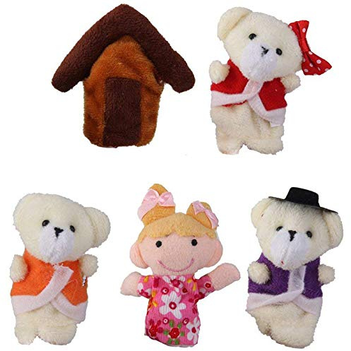 Zunedhys Lot de 5 pcs Marionnettes a Doigts Comptine Conte de Fee Boucle d'or et Trois Ours