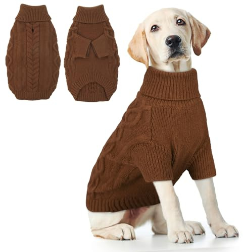 Hjumarayan Maglione per Cani Taglia Grande - Maglioncino Semplice & Elegante in Pile con Foro per Guinzaglio (Caffè XXL)