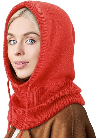 DRESHOW Sombreros de Invierno para Las Mujeres Pasamontañas de Punto Beanie Skull Cap Con Cordón Cálido Sombrero con Capucha Bufanda