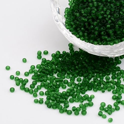Handicraft Emporium | Frosted Round Glass Seed Beads | 2mm | Green