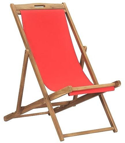 ZEYUAN Strandstuhl Klappbar, Camping-Stühle, Strandsessel, Strandliege, Angelstühle, Beach Chair, Gartenstuhl, Massivholz Teak Rot