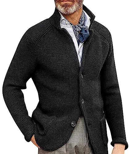 Liaddkv _ Veste pour homme bleu en tricot - Veste de costume pour homme - Coupe régulière - Veste de loisirs pour l'automne et l'hiver - Blazer classique - Veste thermique - Convient pour les soirées