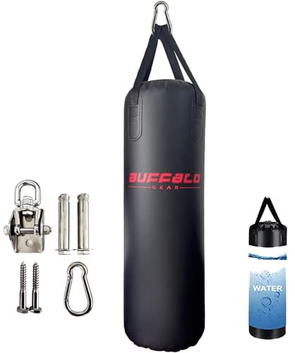 Buffalo Gear Saco de boxeo de agua para adultos, 225 libras, ajustable, duradero, pesado, para kickboxing, boxeo, gimnasio, entrenamiento en casa