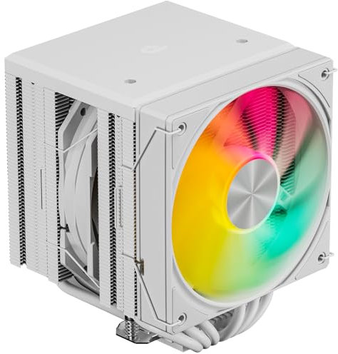 upHere gaming UE2T6C ARGB Dissipatore Aria per CPU, 6×Ф6mm Tubi di Calore CPU Cooler, Due Ventole U3 ARGB PWM da 120mm, TDP 265W, Torre Doppia, Intel LGA: 2011/2066(X79/X99) 1700, AMD: AM5/AM4-Bianco
