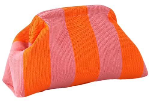 Sac à main avec blocs de couleur pour femme - Sac à main type boule de bouillie avec motif de blocs de couleur, Rose/Orange, Consulte la descripción