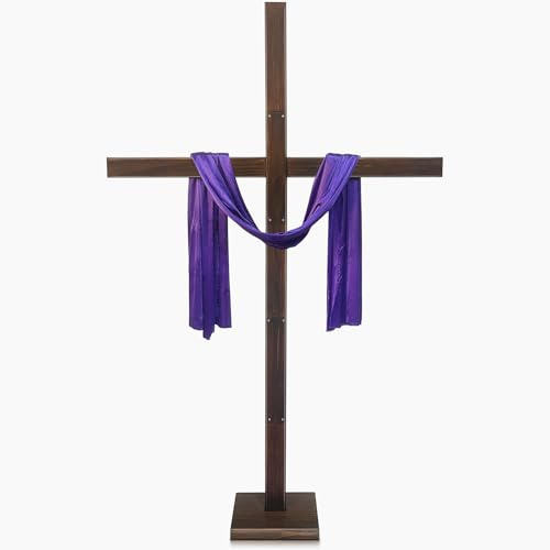 yasuwekik 74 Inch Extra Large Wood Cross for Yard Wooden Jesus Christian Wall Cross Stand Church Cross Decor He Is Risen Outdoor Cross for Easter Christmas Wedding Communion Party Decor