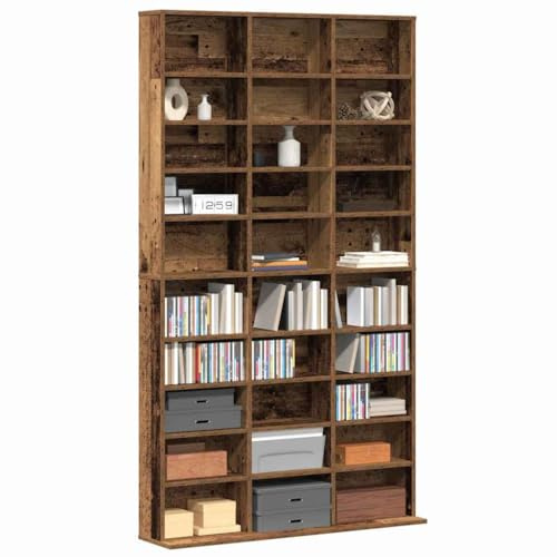 vidaXL Cabinet para CDs Madera Envejecida 101 x 23 x 177,5 cm, Armario Moderno, Rectangular para Medios, Organizador Compacto de CDs, solución práctica, Muebles para Sala