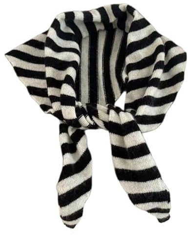 SMMZRF Sciarpa Triangolare A Righe in Lana, Foulard da Donna, Sciarpa A Maglia Calda Multifunzionale-2