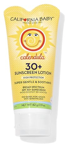 California Baby Calendula SPF 30+ Sunscreen | Mineral Based | Titanium Dioxide | Travel Size Baby Sunscreen for Face + Body | Lavender Scent | 2.9oz