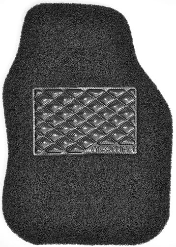 Nicoman Universal Car Floor Mat Spaghetti Coiled Non-Slip PVC Rubber Heavy Duty Waterproof Easy Clean - (Black, Driver Side, Small, 1 Piece)