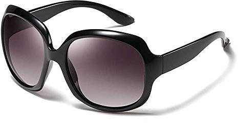 KoKoBin Mode Polarisierte Damen Sonnenbrille Outdoor UV400 Schutz Brille mit großem Gestell Schwarz