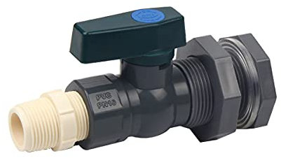 Sinolofty Wasserhahn Regentonne 3/4, PVC Regentonnen Ventilemit mit Schottverschraubung und Schlauchadapter für Aquarien, Pools, Gartenfässer