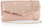 Larcenciel Damen Clutch, Glitzer Abendtasche mit Abnehmbarer Kette, Metallisch Pailletten Crossbody Handtasche, Funkelnde Elegant Schultertasche für Hochzeit, Bankett, Party (Roségold, 23x5x12cm)