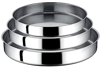 Clearfee 3-tlg. Backofenblech Set 28-32-36 cm aus hochwertigem Edelstahl Tepsi Rundblech spülmaschinengeeignet Pizzabackbleche Set Kuchenblech Rund Backblech