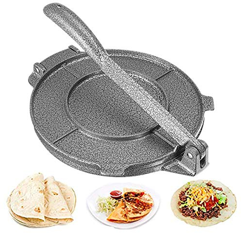 6,5 Pollici Tortilla Press, Pressa per Tortilla in Ghisa, Macchina per Roti e Pasta Stampa, con Manico Pieghevole, Lega di Alluminio Pasta Maker per Cucina Domestica, Grigio