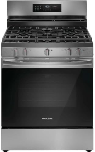 Frigidaire 30 in. 5.1 cu. ft. 5 Burner Freestanding Self-Cleaning Gas Range in Stainless Steel with Air Fry