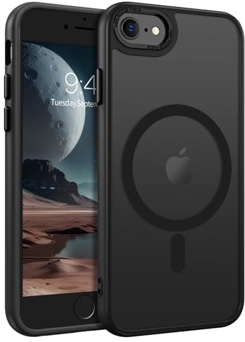 BENTOBEN Funda Magnética Compatible con iPhone 7, iPhone 8 Funda, Funda para iPhone SE(2020)(2022) [Compatible con Magsafe] Carga Inalámbrica Carcasa Translúcido Mate Protección Grado Militar -Negro