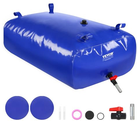 VEVOR 330L Wasserblasen Aufbewahrungsbehälter, Wassertank, 1000D blaues PVC, zusammenklappbare Wasserspeicherbehälter, Wasserbeutel mit großer Kapazität, tragbarer Wasserbehälter, Brandschutz, Camping